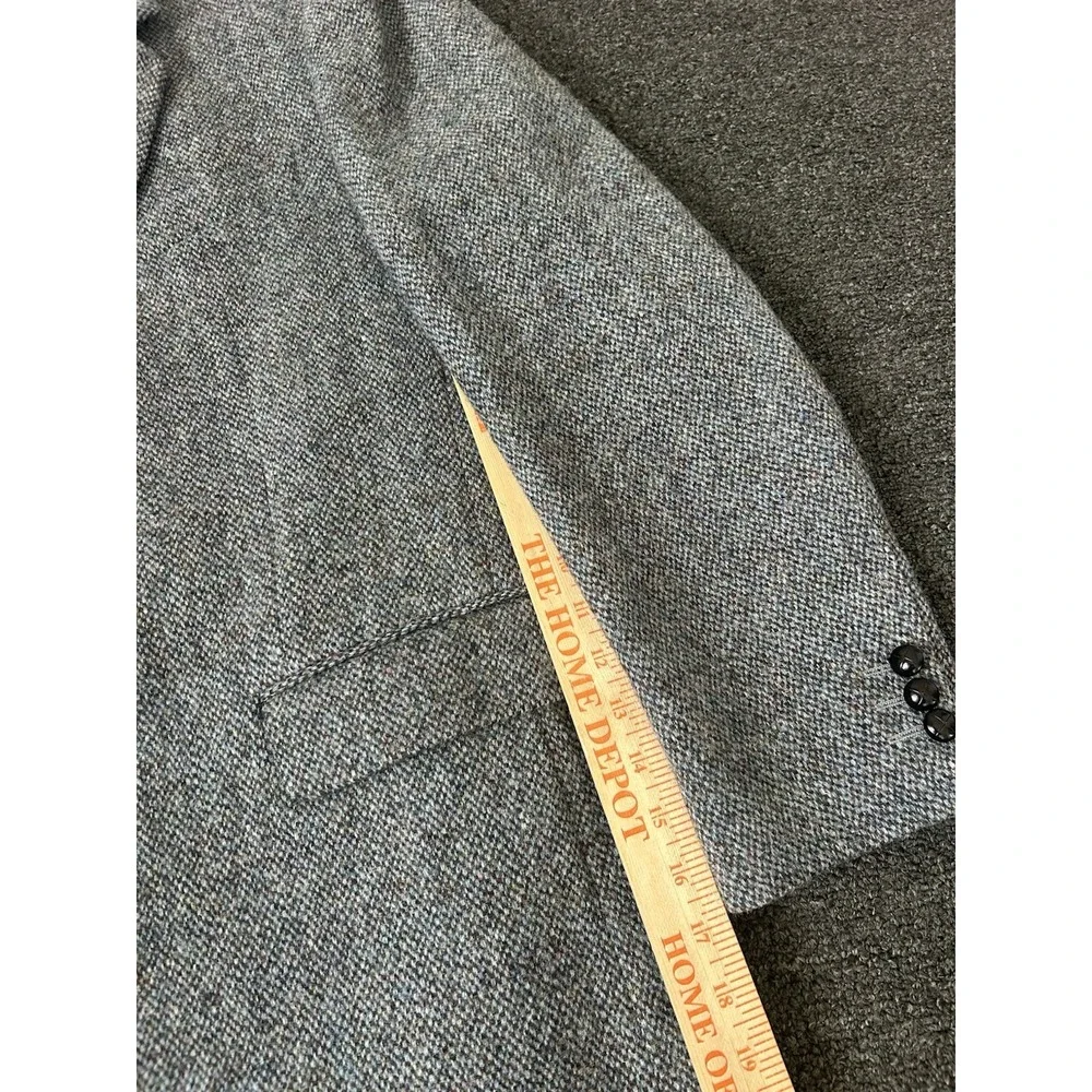 Harris Tweed Blazer Grey Mens 46 Long Herringbone Pure New Wool Sport Coat Dress